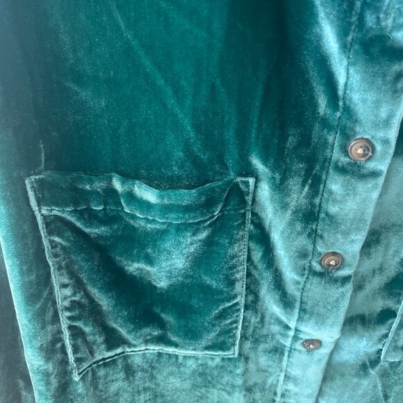 PILCRO RELAXED VELVET BUTTON DOWN ANTHROPOLOGIE GREEN SIZE M NWT - Picture 7 of 11